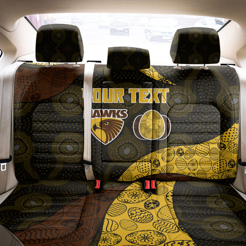 Personalized Hawks Football Back Car Seat Cover Easter Egg Pattern Brown Gold Tribal Dot Art Style