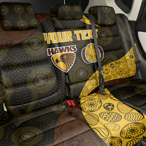 Personalized Hawks Football Back Car Seat Cover Easter Egg Pattern Brown Gold Tribal Dot Art Style