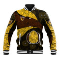 Personalized Hawks Football Baseball Jacket Easter Egg Pattern Brown Gold Tribal Dot Art Style