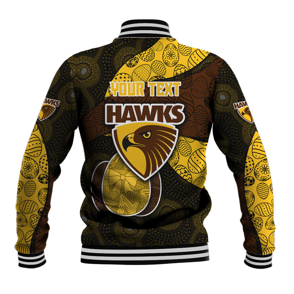 Personalized Hawks Football Baseball Jacket Easter Egg Pattern Brown Gold Tribal Dot Art Style