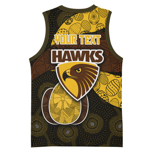 Personalized Hawks Football Basketball Jersey Easter Egg Pattern Brown Gold Tribal Dot Art Style