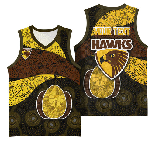 Personalized Hawks Football Basketball Jersey Easter Egg Pattern Brown Gold Tribal Dot Art Style