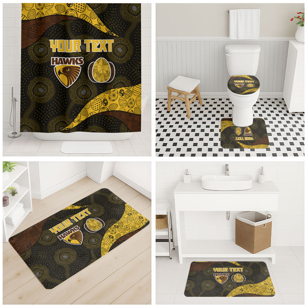 Personalized Hawks Football Bathroom Set Easter Egg Pattern Brown Gold Tribal Dot Art Style