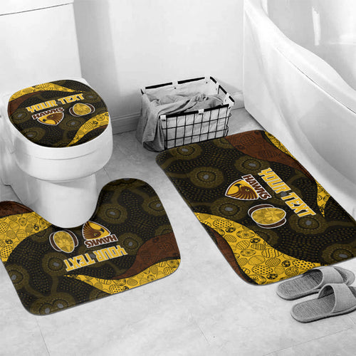 Personalized Hawks Football Bathroom Set Easter Egg Pattern Brown Gold Tribal Dot Art Style