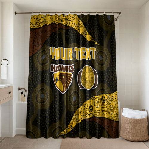 Personalized Hawks Football Bathroom Set Easter Egg Pattern Brown Gold Tribal Dot Art Style