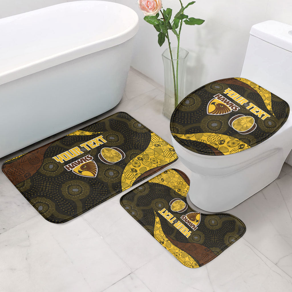 Personalized Hawks Football Bathroom Set Easter Egg Pattern Brown Gold Tribal Dot Art Style