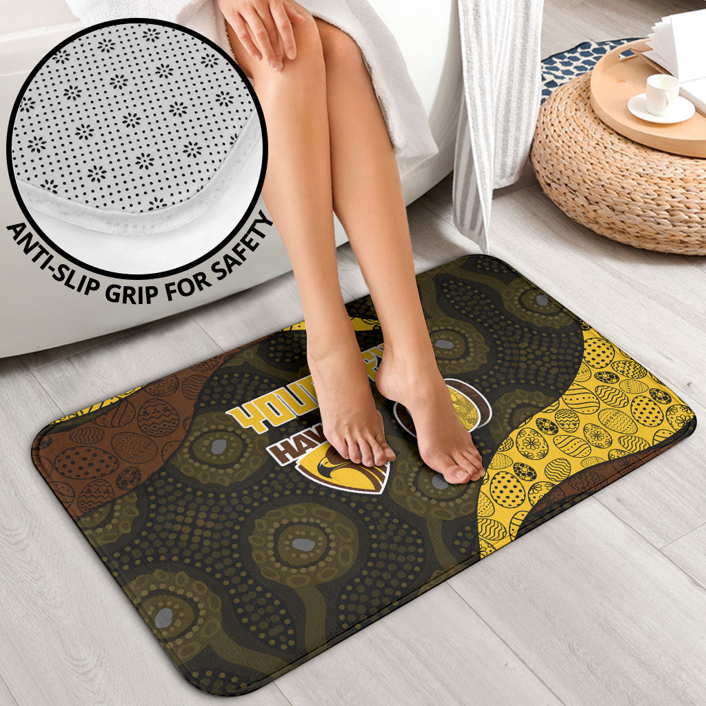 Personalized Hawks Football Bathroom Set Easter Egg Pattern Brown Gold Tribal Dot Art Style