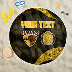 Personalized Hawks Football Beach Blanket Easter Egg Pattern Brown Gold Tribal Dot Art Style