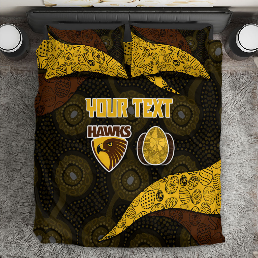 Personalized Hawks Football Bedding Set Easter Egg Pattern Brown Gold Tribal Dot Art Style