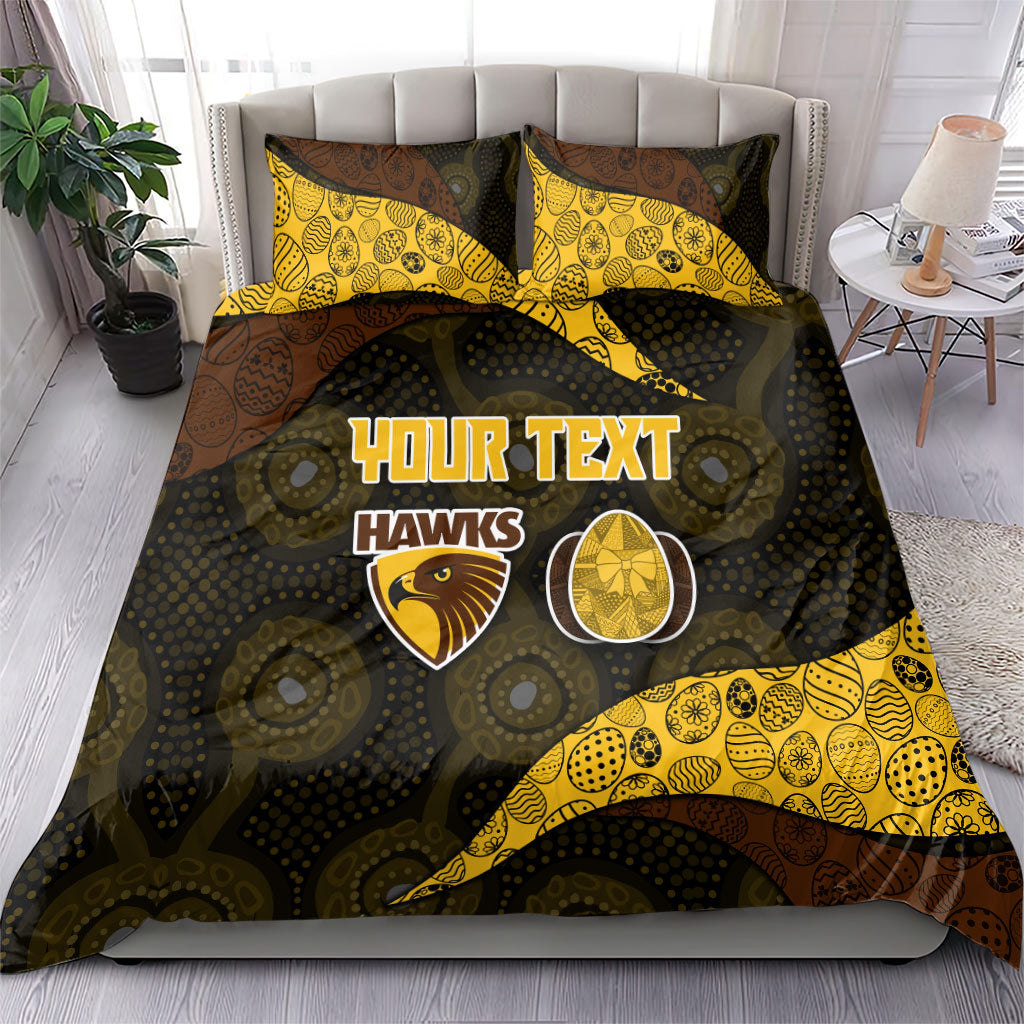 Personalized Hawks Football Bedding Set Easter Egg Pattern Brown Gold Tribal Dot Art Style