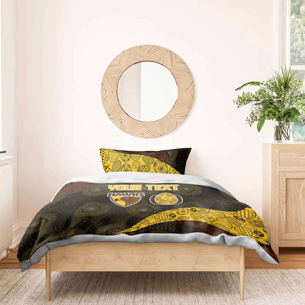 Personalized Hawks Football Bedding Set Easter Egg Pattern Brown Gold Tribal Dot Art Style