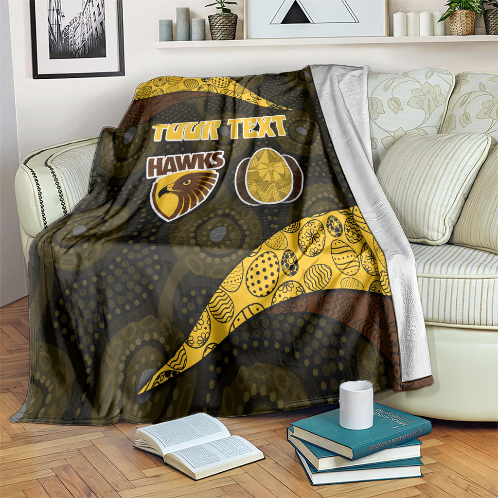 Personalized Hawks Football Blanket Easter Egg Pattern Brown Gold Tribal Dot Art Style