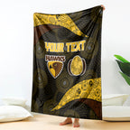 Personalized Hawks Football Blanket Easter Egg Pattern Brown Gold Tribal Dot Art Style