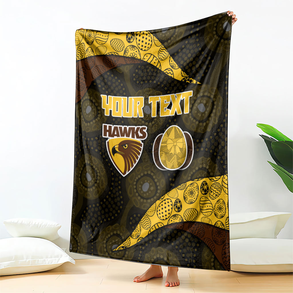 Personalized Hawks Football Blanket Easter Egg Pattern Brown Gold Tribal Dot Art Style