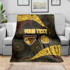 Personalized Hawks Football Blanket Easter Egg Pattern Brown Gold Tribal Dot Art Style