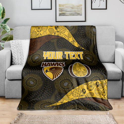 Personalized Hawks Football Blanket Easter Egg Pattern Brown Gold Tribal Dot Art Style