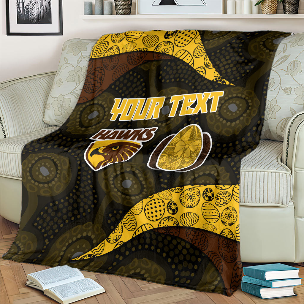 Personalized Hawks Football Blanket Easter Egg Pattern Brown Gold Tribal Dot Art Style