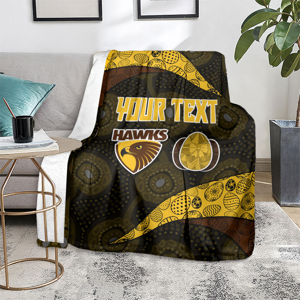 Personalized Hawks Football Blanket Easter Egg Pattern Brown Gold Tribal Dot Art Style