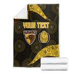 Personalized Hawks Football Blanket Easter Egg Pattern Brown Gold Tribal Dot Art Style