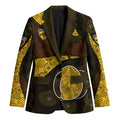Personalized Hawks Football Blazer Easter Egg Pattern Brown Gold Tribal Dot Art Style