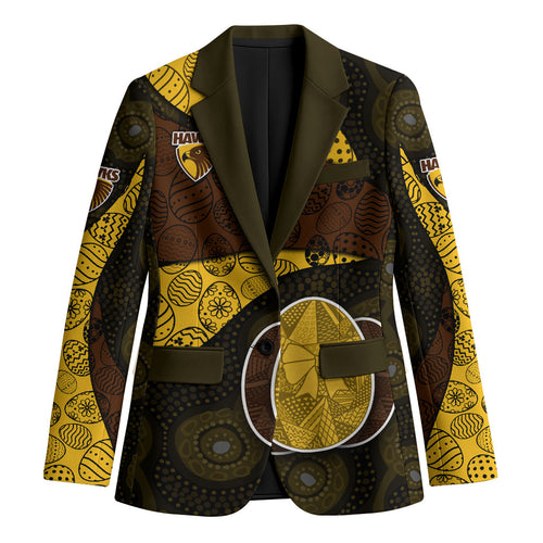 Personalized Hawks Football Blazer Easter Egg Pattern Brown Gold Tribal Dot Art Style
