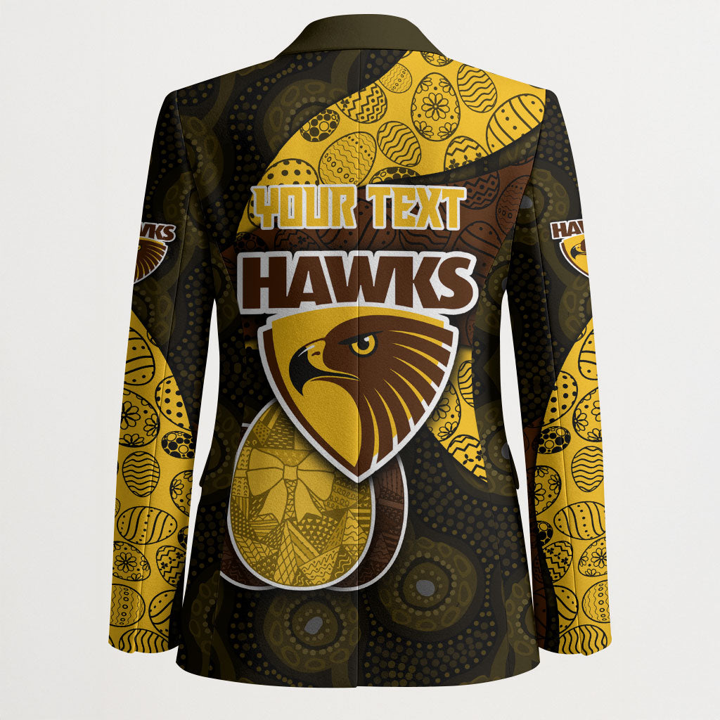Personalized Hawks Football Blazer Easter Egg Pattern Brown Gold Tribal Dot Art Style