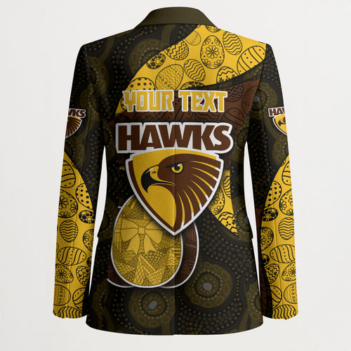 Personalized Hawks Football Blazer Easter Egg Pattern Brown Gold Tribal Dot Art Style