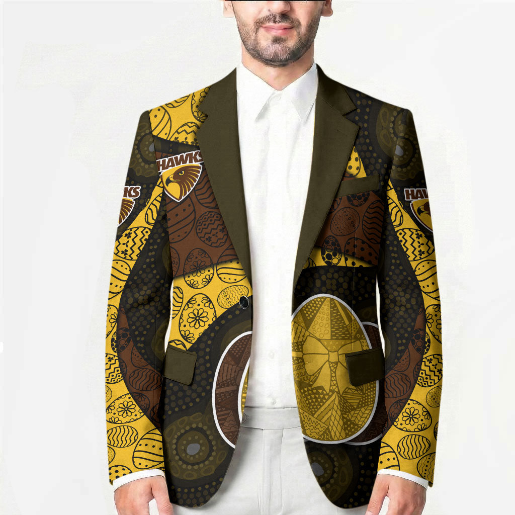 Personalized Hawks Football Blazer Easter Egg Pattern Brown Gold Tribal Dot Art Style
