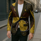 Personalized Hawks Football Blazer Easter Egg Pattern Brown Gold Tribal Dot Art Style