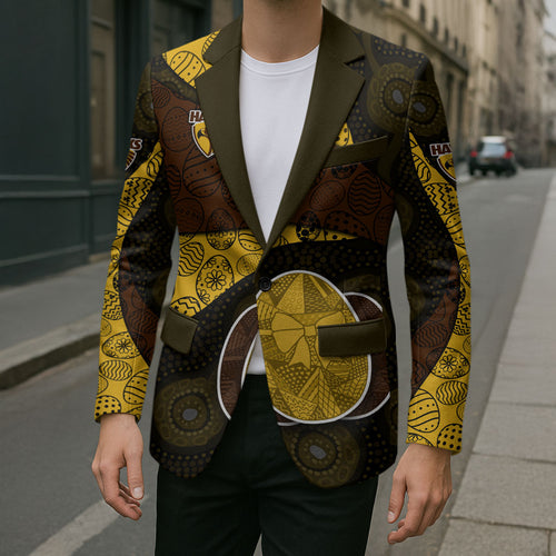 Personalized Hawks Football Blazer Easter Egg Pattern Brown Gold Tribal Dot Art Style