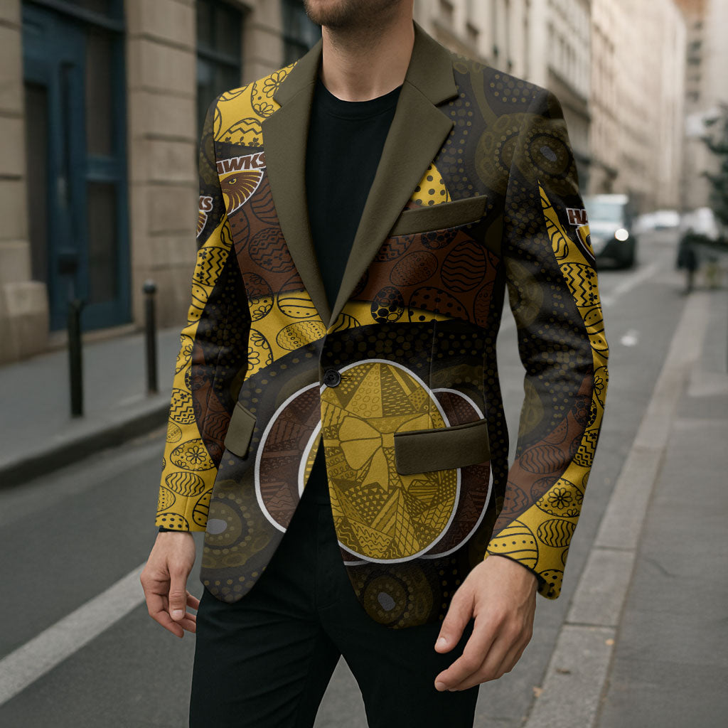 Personalized Hawks Football Blazer Easter Egg Pattern Brown Gold Tribal Dot Art Style