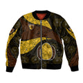 Personalized Hawks Football Bomber Jacket Easter Egg Pattern Brown Gold Tribal Dot Art Style