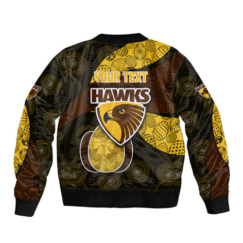 Personalized Hawks Football Bomber Jacket Easter Egg Pattern Brown Gold Tribal Dot Art Style