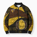 Personalized Hawks Football Bomber Puffer Jacket Easter Egg Pattern Brown Gold Tribal Dot Art Style