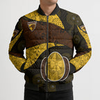 Personalized Hawks Football Bomber Puffer Jacket Easter Egg Pattern Brown Gold Tribal Dot Art Style