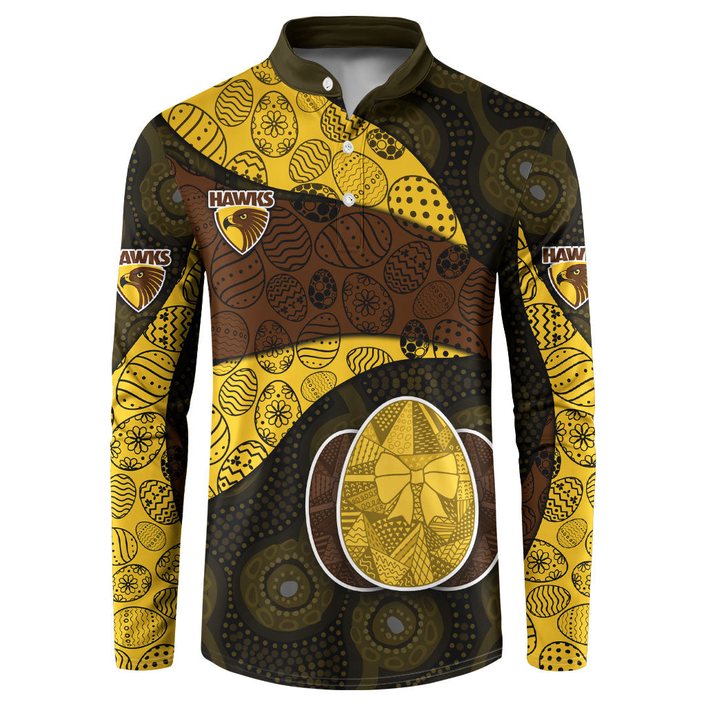 Personalized Hawks Football Button Sweatshirt Easter Egg Pattern Brown Gold Tribal Dot Art Style