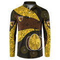 Personalized Hawks Football Button Sweatshirt Easter Egg Pattern Brown Gold Tribal Dot Art Style
