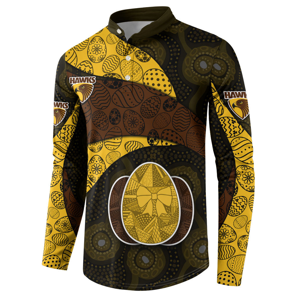 Personalized Hawks Football Button Sweatshirt Easter Egg Pattern Brown Gold Tribal Dot Art Style