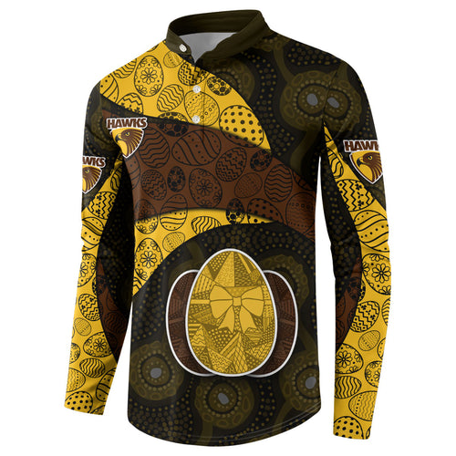Personalized Hawks Football Button Sweatshirt Easter Egg Pattern Brown Gold Tribal Dot Art Style