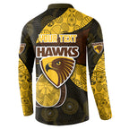 Personalized Hawks Football Button Sweatshirt Easter Egg Pattern Brown Gold Tribal Dot Art Style