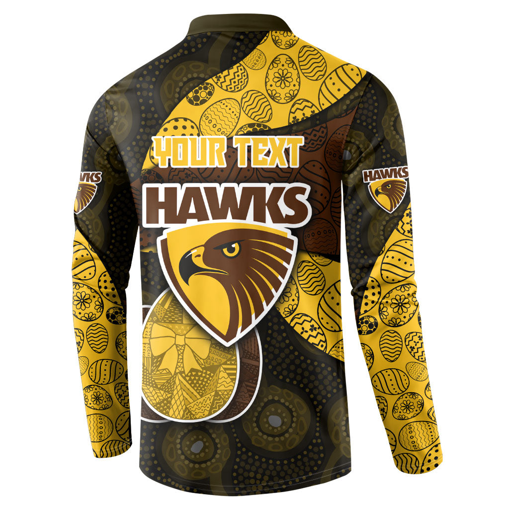 Personalized Hawks Football Button Sweatshirt Easter Egg Pattern Brown Gold Tribal Dot Art Style