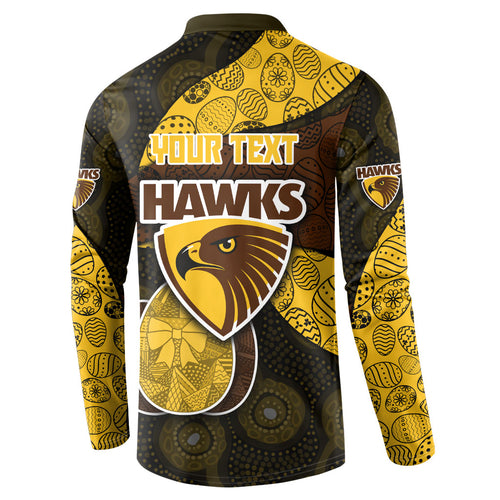 Personalized Hawks Football Button Sweatshirt Easter Egg Pattern Brown Gold Tribal Dot Art Style
