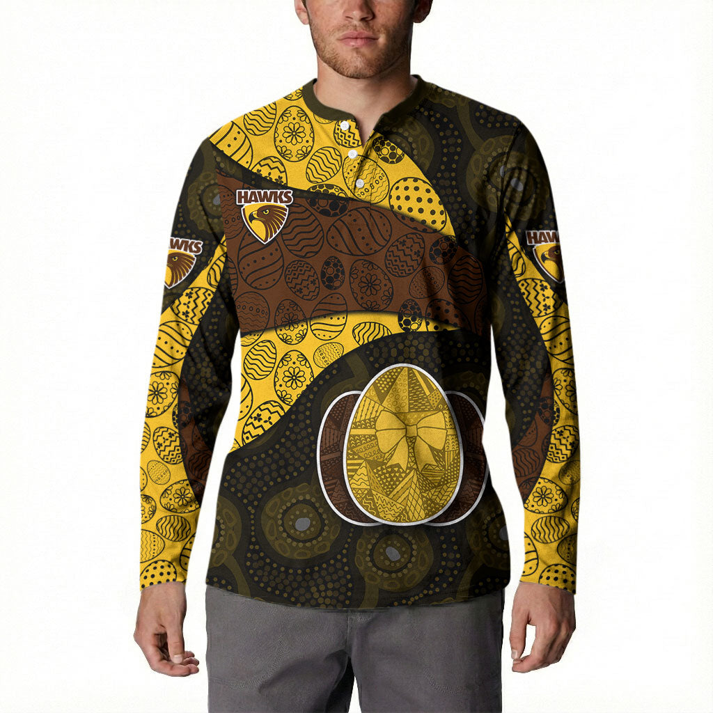 Personalized Hawks Football Button Sweatshirt Easter Egg Pattern Brown Gold Tribal Dot Art Style