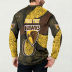 Personalized Hawks Football Button Sweatshirt Easter Egg Pattern Brown Gold Tribal Dot Art Style