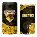 Personalized Hawks Football 4 in 1 Can Cooler Tumbler Easter Egg Pattern Brown Gold Tribal Dot Art Style