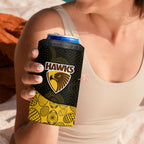 Personalized Hawks Football 4 in 1 Can Cooler Tumbler Easter Egg Pattern Brown Gold Tribal Dot Art Style