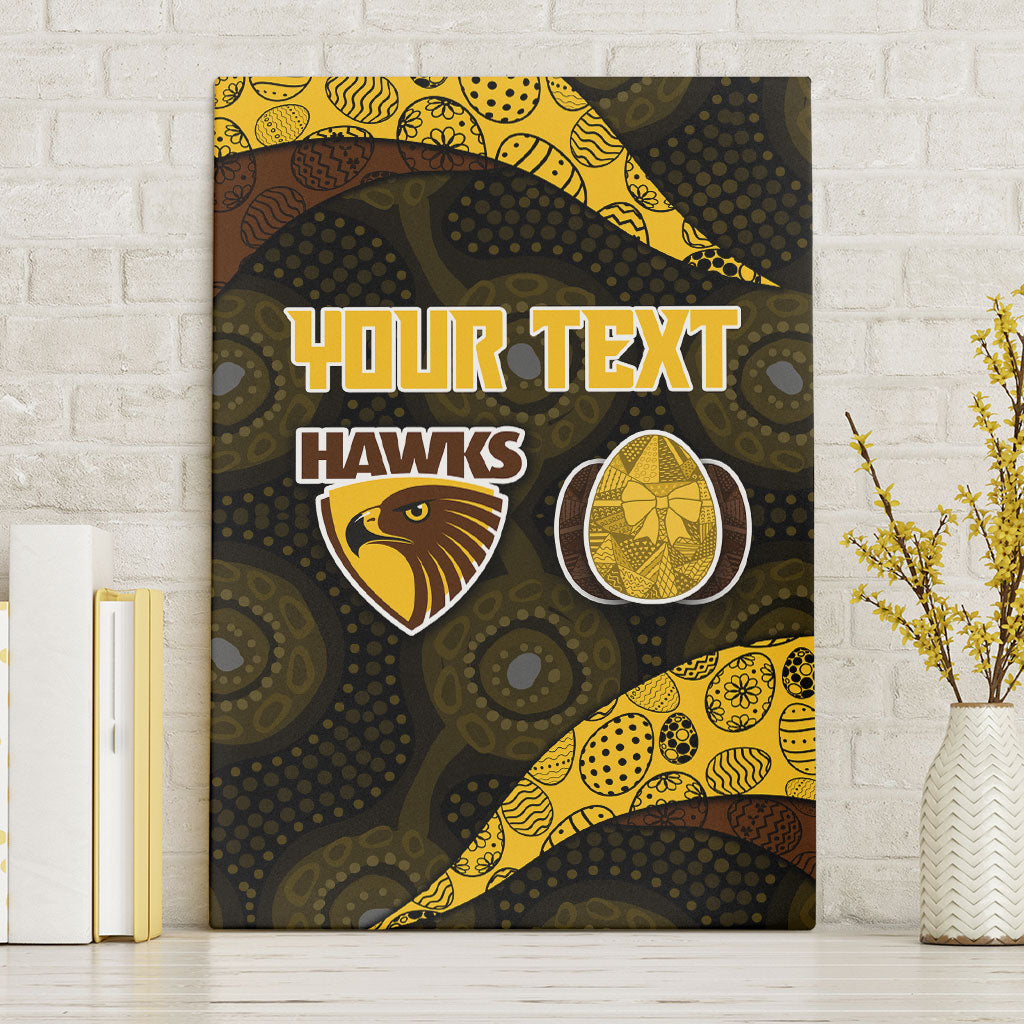Personalized Hawks Football Canvas Wall Art Easter Egg Pattern Brown Gold Tribal Dot Art Style