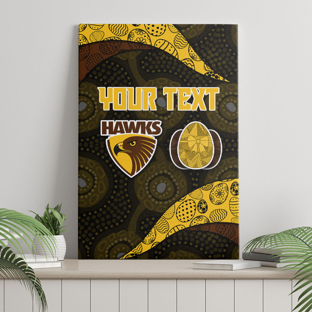 Personalized Hawks Football Canvas Wall Art Easter Egg Pattern Brown Gold Tribal Dot Art Style