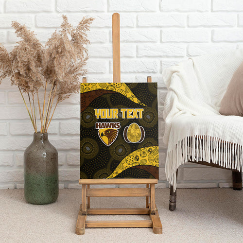 Personalized Hawks Football Canvas Wall Art Easter Egg Pattern Brown Gold Tribal Dot Art Style