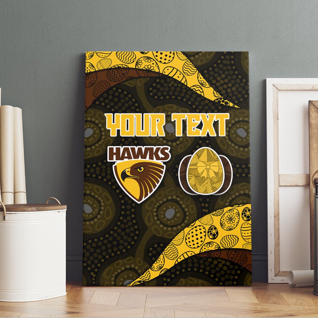 Personalized Hawks Football Canvas Wall Art Easter Egg Pattern Brown Gold Tribal Dot Art Style
